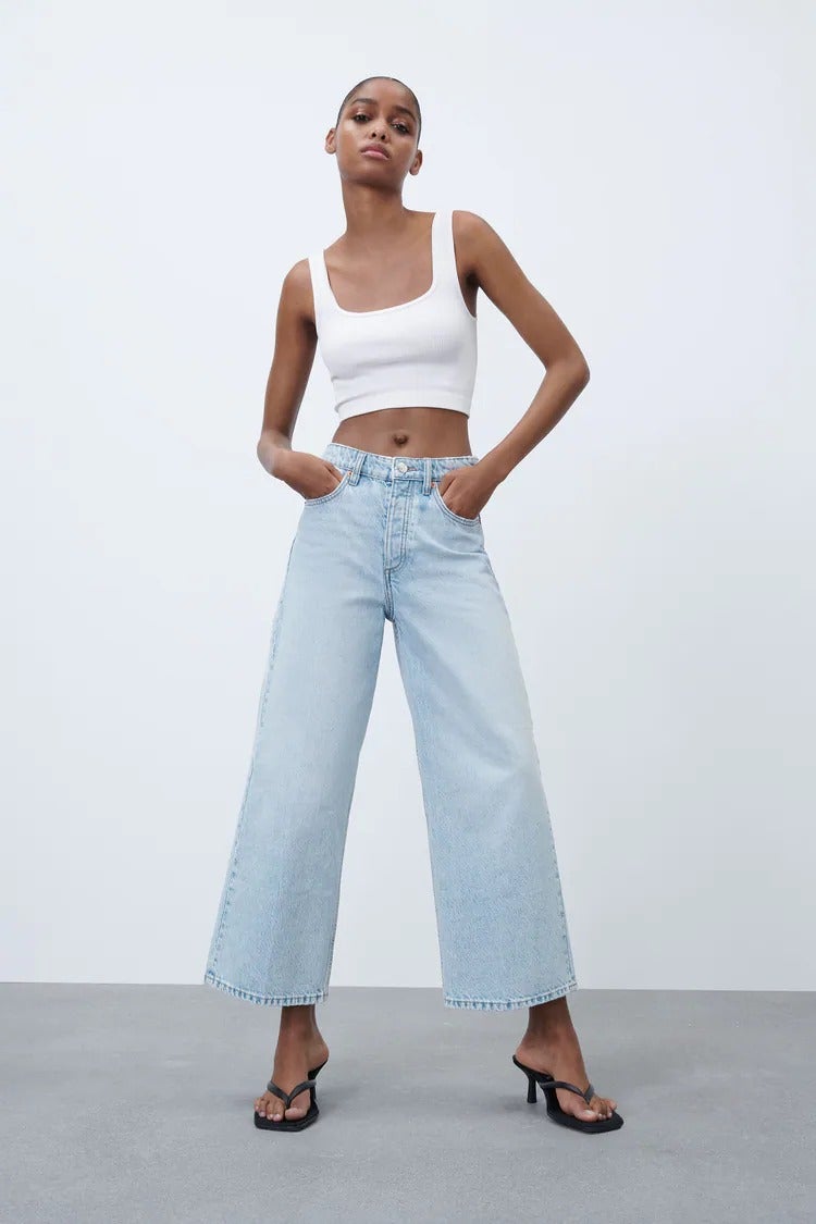 Wide leg crop jeans. in the realm of denim fashion, wide-leg crop jeans stand out as a distinctive and versatile choice