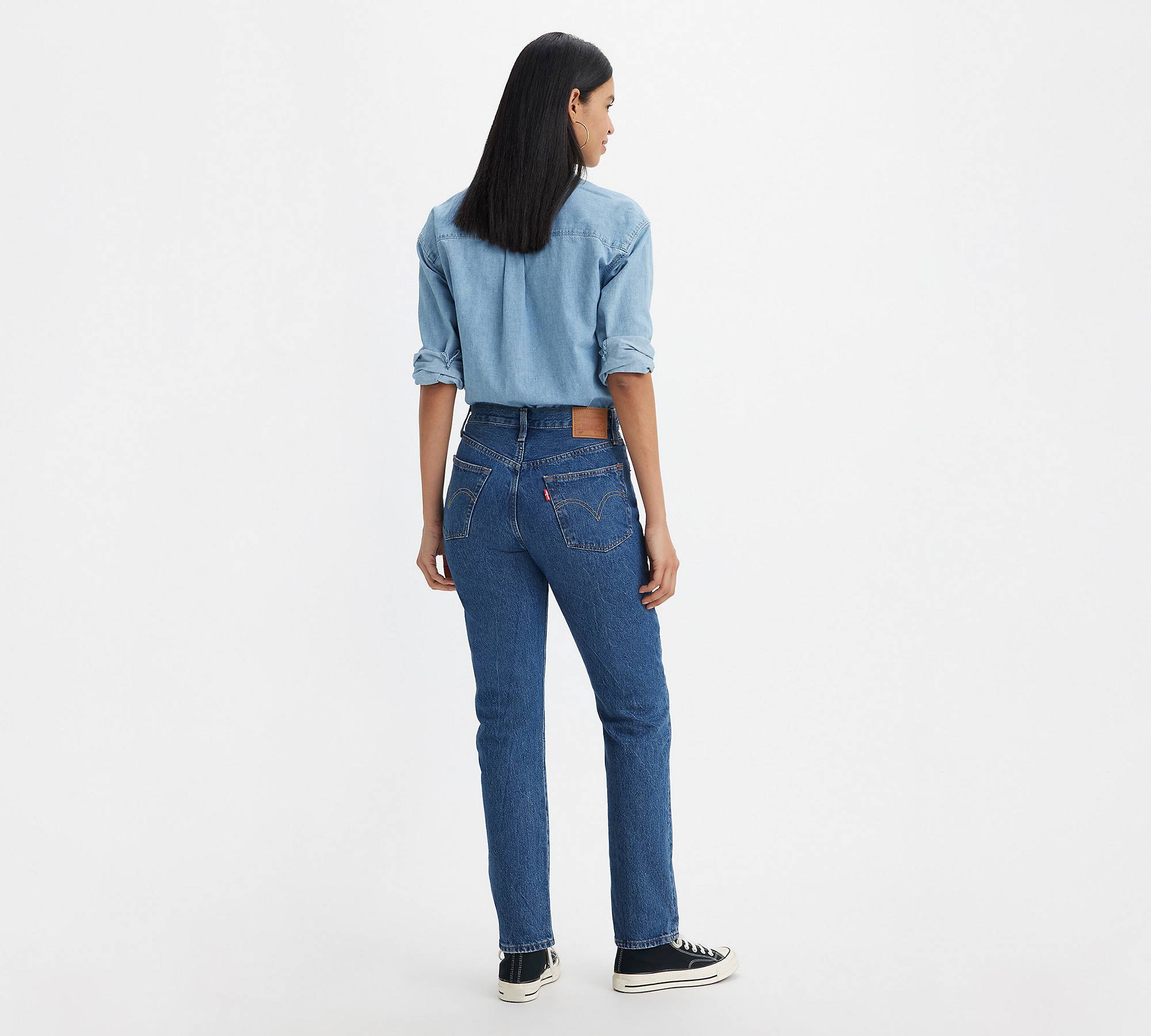 Women's 501 jeans are iconic denim apparel known for their classic style and durable quality.